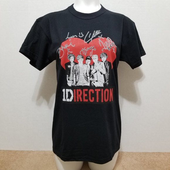 One Direction shirt Small drawing signature heart graphic boyband band merch 1D - Picture 1 of 9